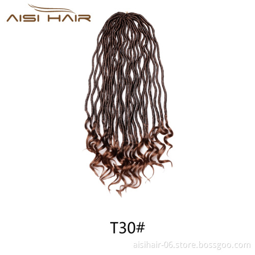 Aisi Hair Crochet Hair Extensions Faux Locs Curly Crochet Braiding Hair Synthetic Ombre Braids for African Americans